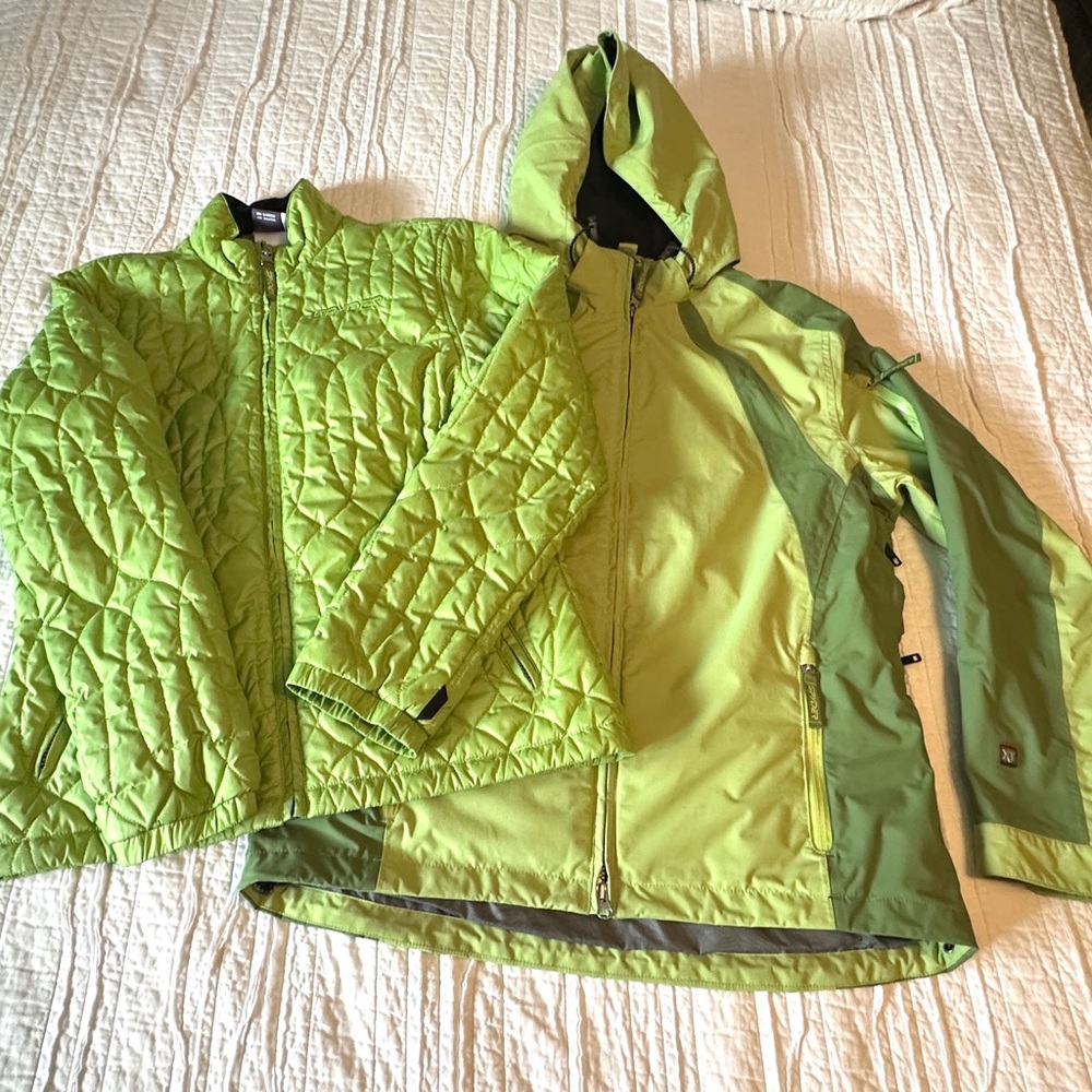 Spyder Women's 3-in-1 Shell & Puffer Ski Snowboard Hooded Jacket Sz 12 EUC